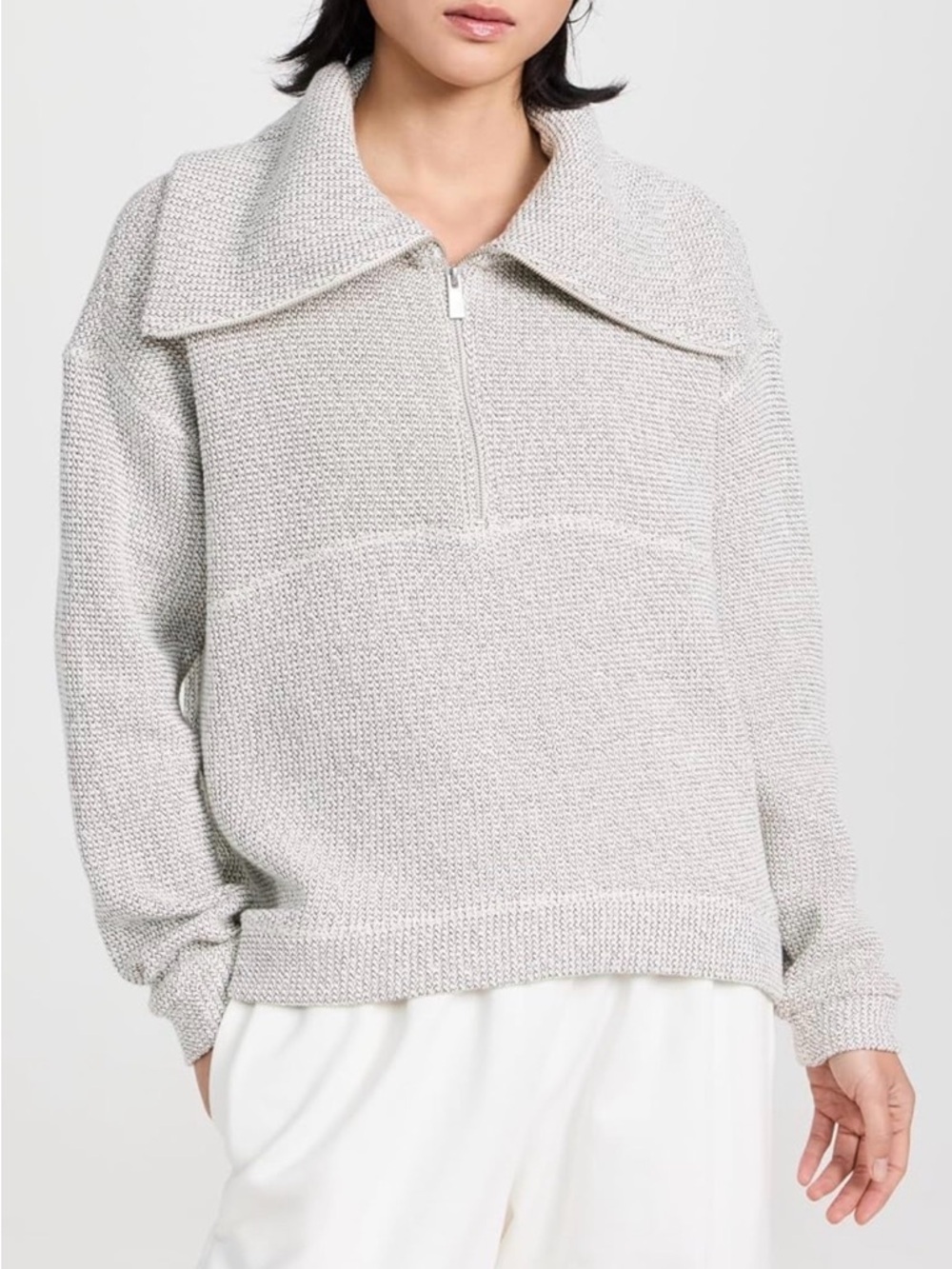 Sweaty Betty oversized Light Gray Half-Zip Cowl Sweater